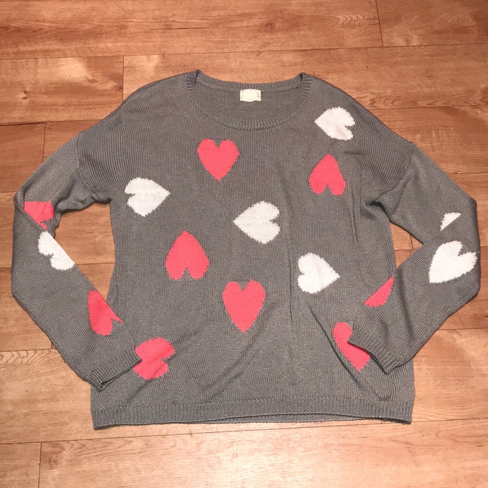 Urban Outfitters Light Gray Heart Sweater